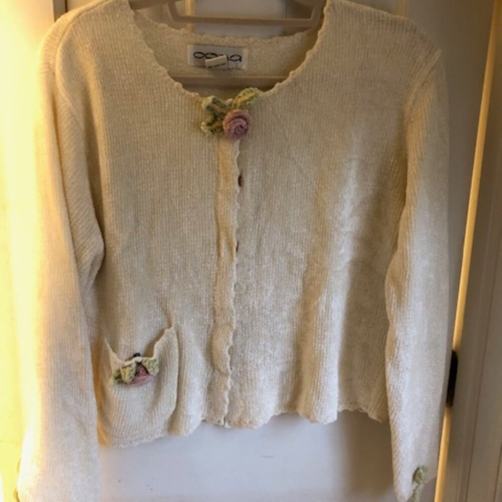Vintage OOMA chenille crop Long sleeve sweater size S